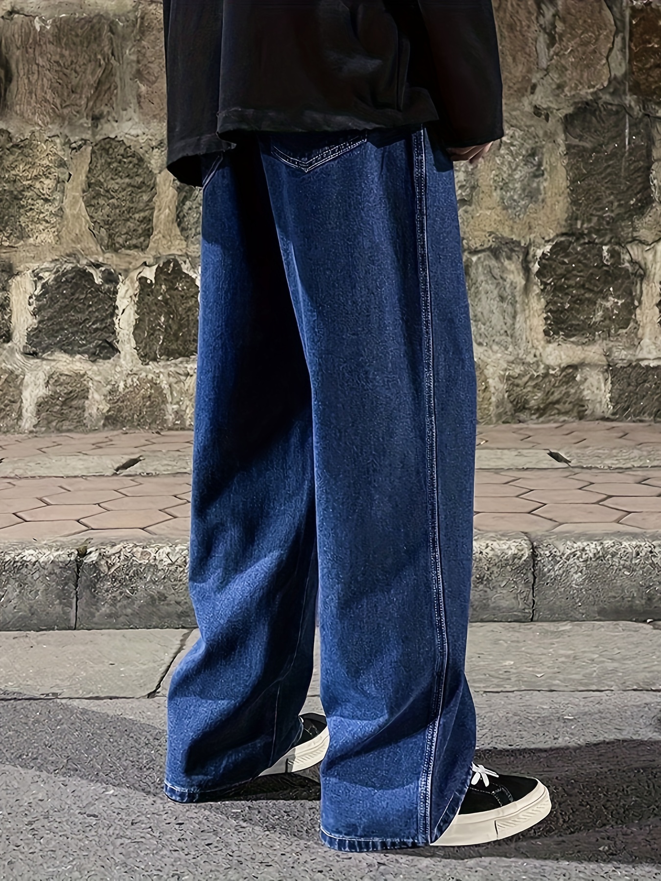 mens fashion solid loose fit straight leg jeans style denim pants for casual details 16