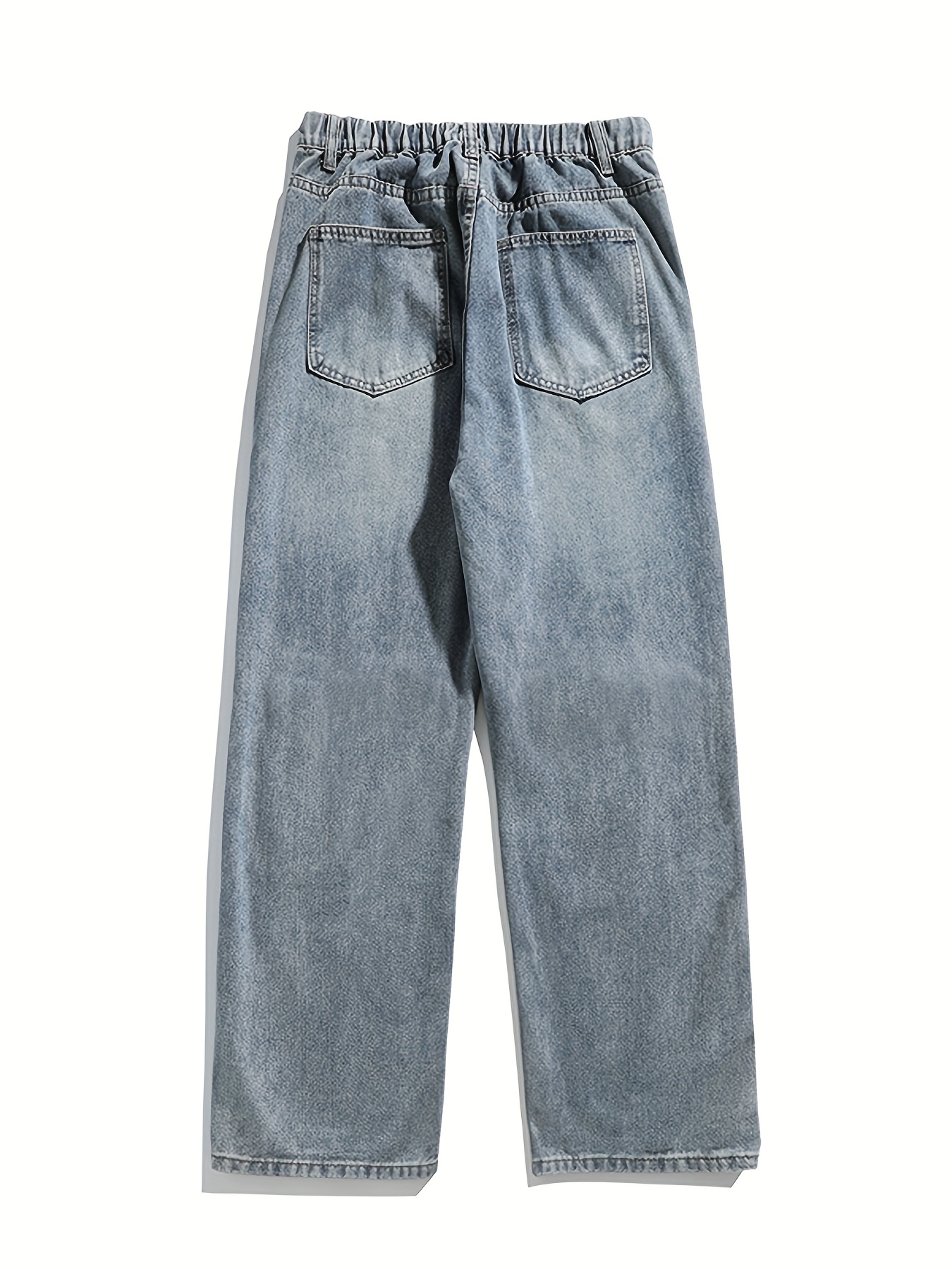 mens casual denim jeans with ripped waist regular fit non stretch solid with pockets zipper fly cotton denim for outdoor weekend activities details 8