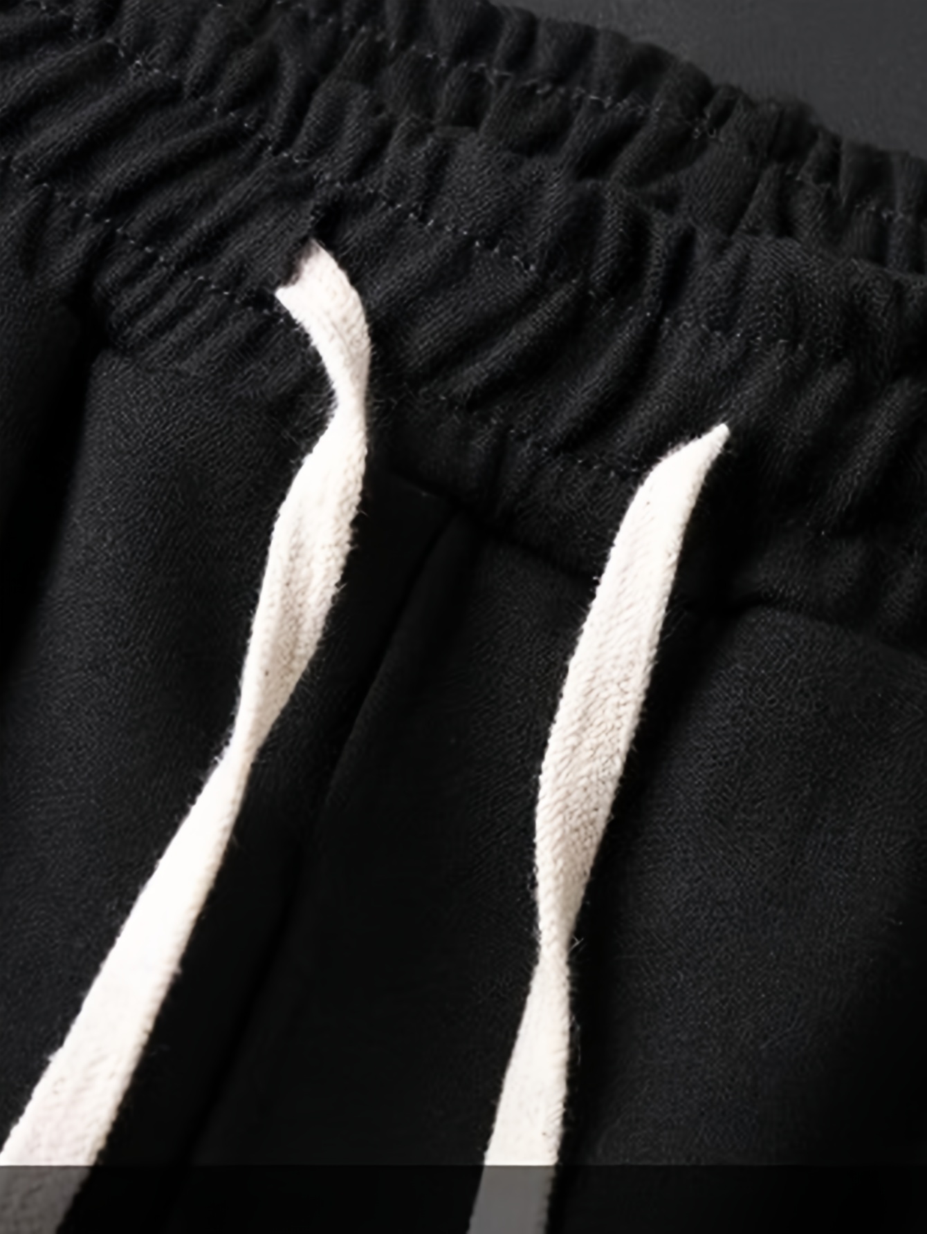 1pc mens casual cotton straight leg pants with drawstring waist solid color regular fit stretch knit fabric comfortable soft for weekend casual outdoor wear details 3