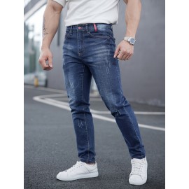 Men's Casual Skinny Jeans, Chic Street Style Stretch Jeans