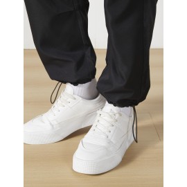 Men's Casual Flap Pocket Straight Leg Cargo Pants, Street Style Casual Pants For Outdoor Activities