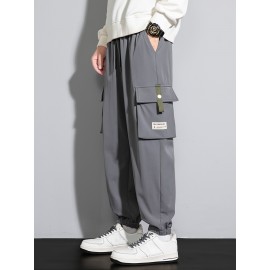 Men's Casual Flap Pocket Thin Cargo Pants, Chic Loose Fit Joggers For Outdoor Activities