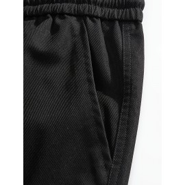 [1pc Men'S Casual Cargo Pants] Men'S Casual Cargo Pants, Polyester 100%, Loose Fit, Non-Stretch, Solid Color, with Drawstring, Multiple Pockets, for Spring/Fall, Woven Regular Length