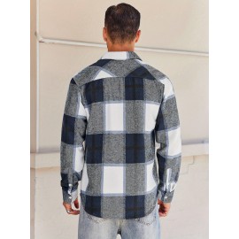 Mens Flannel Shirt Long Sleeve Plaid Jacket Casual Button Down Shirts Shacket