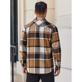 Mens Flannel Shirt Long Sleeve Plaid Jacket Casual Button Down Shirts Shacket
