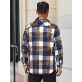 Mens Flannel Shirt Long Sleeve Plaid Jacket Casual Button Down Shirts Shacket