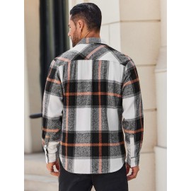 Mens Flannel Shirt Long Sleeve Plaid Jacket Casual Button Down Shirts Shacket
