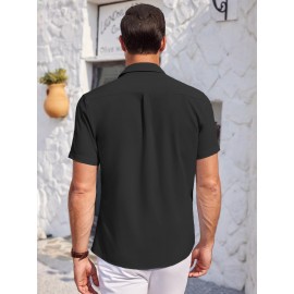 Mens Summer Beach Shirt Short Sleeve Shirts Casual Button Down Shirts Wrinkle Free