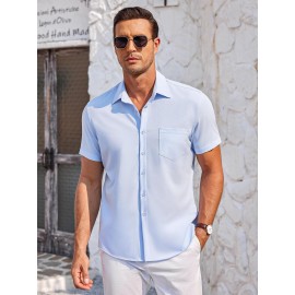 Mens Summer Beach Shirt Short Sleeve Shirts Casual Button Down Shirts Wrinkle Free