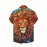 1pc Men'S Casual Short Sleeve Shirt with 3D Lion Print, Polyester Woven Fabric, Slight Stretch, Regular Fit, Lapel Collar - Animal Pattern Design