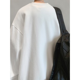 MOGAO Casual Geometric Sweatshirt for Men - Polyester Knit Fabric, Long Sleeve, Regular Fit, Round Neck, Comfortable and Trendy Unisex Hoodie