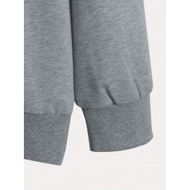 Featuring Textures Design Letter BOYS CLUB Printed Men's Crew Neck And Long Sleeve Sweatshirt, Casual Style, Breathable, Comfortable, Stylish Street Fashion Pullover Sweatshirt