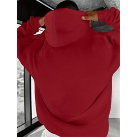 ME VS ME Print, Men's Casual and Cozy Hoodies, Trendy Long Sleeve Hooded Sweatshirt, Casual Versatile Top for Autumn Winter